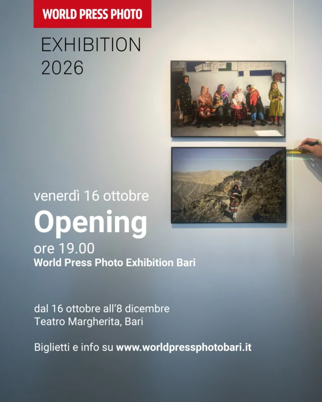 Mancano due giorni e poi le fotografie che raccontano il nostro tempo, da tutto il mondo arrivano a Bari.
Il 16 ottobre, dalle 19:00, la World Press Photo Exhibition apre le porte al Teatro Margherita.
Da vedere di persona. 

👉 Info e biglietti: worldpressphotobari.i (link in bio)
📅 Dal 16 ottobre all'8 dicembre
📍 Teatro Margherita, Bari
🎟️ Organizzato da @cime_eventi
